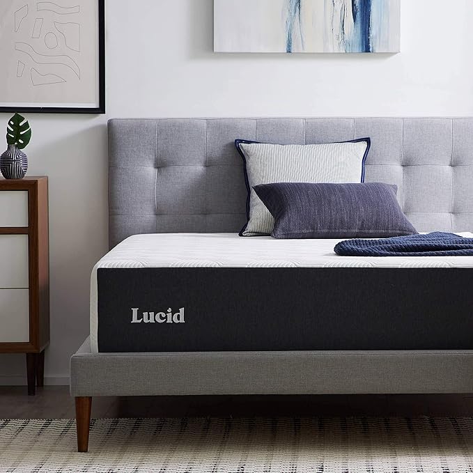 Lucid 14 Inch Memory Foam Mattress - Medium Plush Feel - Infused with Refreshing Bamboo Charcoal and Cooling Gel - Bed in a Box - Temperature Regulating - Pressure Relief - Breathable - Full Size