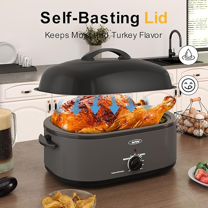 Sunvivi Roaster Oven with Self-Basting Lid, 20 Quart Electric Roaster with