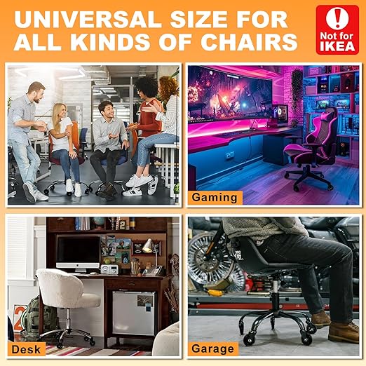 FreekyFit Office Chair Wheels for Casters Replacement - 3" Rubber Wheels for Computer Gaming Desk Caster Smooth & Safe Rolling for All Floors Including Hardwood and Carpet - Set of 5 - Black