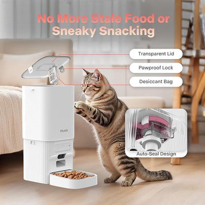 Automatic Cat Feeder with Camera - 5G WiFi Cat Food Dispenser with Night Vision, 7L Dog Feeder Automatic, 1-15 Meals, 1-99 Portions, 2-Way Audio, Jam Free, 10s Voice Recording, Timed Auto Pet Feeder