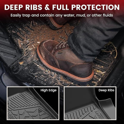 LASFIT Floor Mats for Chevrolet Chevy Silverado EV 2024-2026 (Fit Without Multi-Flex Midgate, Not Fit with Multi-Flex Midgate), All Weather TPE Custom Fit Floor Mats for Cars