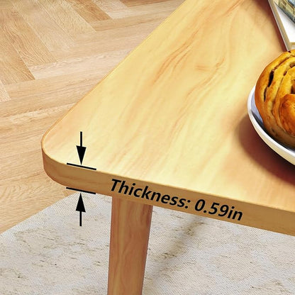 Funecy Square Coffee Table Low Table with 4 Solid Wood Sturdy Legs, Floor Table Desk for Sitting on The Floor, Storage and Living Room Furniture (Natural)