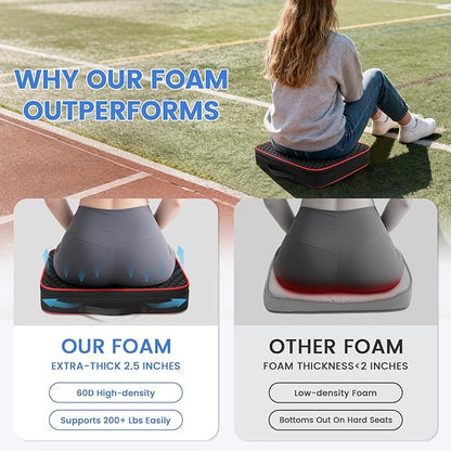 WIWODADI Stadium Seat Cushions - Portable Bleacher Cushions with 2.5" Extra Thick High-Density Foam and Massage Dots, Outdoor Fashion Seat Cushions for Sports Events, Travel, Camping, Chairs