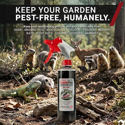 PredatorPee 100% Coyote Urine Kit, Territorial Marking Scent Kit, Creates Predator Presence Illusion for Deer Raccoons Groundhogs Rats, Outdoor Yard Garden Perimeter Setup