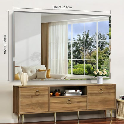 CILIBER 60x40 Large Beveled Mirror, Frameless Beveled Bathroom Mirrors