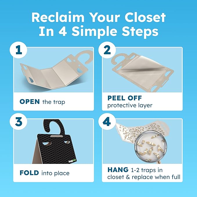BugMD Clothes & Pantry Moth Traps – Sticky Glue Pheromone-Based Repellent
