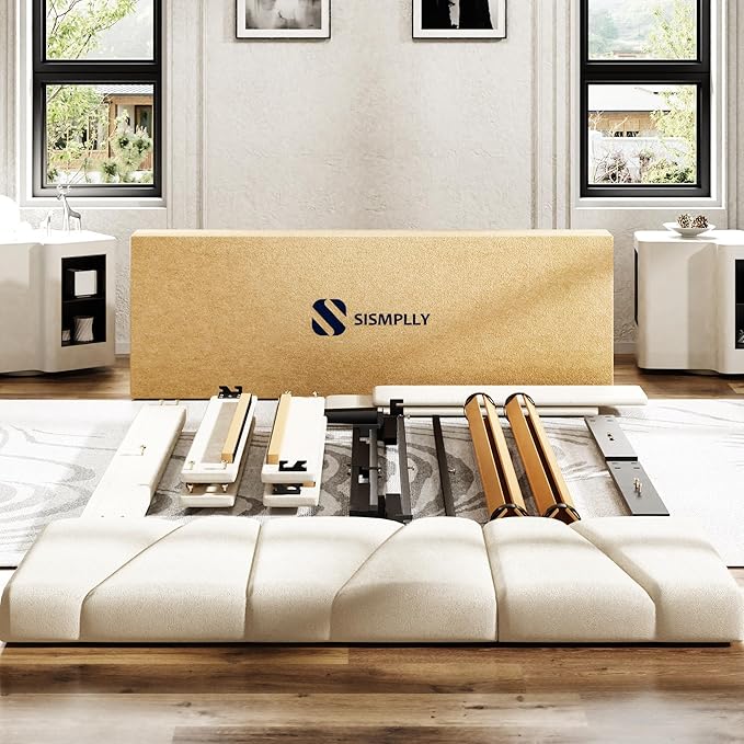 Full Size Platform Bed Frame with Upholstered Headboard, Wooden Slats Support, Noise Free, No Box Spring Needed, Easy Assembly, Beige, Velvet