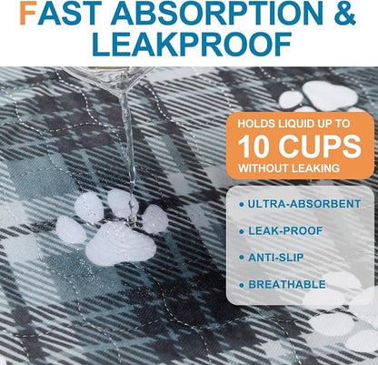 BEAUTYZOO 4 Pack Washable Pee Pads for Dogs,Reusable Puppy Pads 36x41 Plaid | Waterproof Super Absorbent,Non Slip and Leak-Proof Against Urine,Whelping Pads Mats for Puppy Potty Training,Playpen,Crate