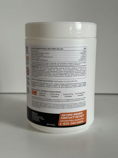 STRELLALAB Vet Strength Dog Probiotics Treats - 1 Billion CFU + Digestive Enzymes + Prebiotics - Chewable Fiber Supplement w/Pumpkin - Allergy, Diarrhea, Gas, Constipation, Upset Stomach Relief
