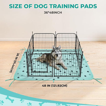 Fostanfly Washable Pee Pads for Dogs, 2 Pack Large 36"x48" Ultra-Absorbent and Leak-Proof Non-Slip Reusable Potty Training Pads for Dogs, Cats, Puppy, Potty of Add 8 Lanyards, Green