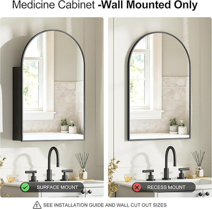 Brushed Black Arched Medicine Cabinet
