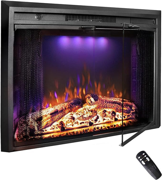 30 Inches Electric Fireplace Insert, 750W/1500W Fireplace Heater