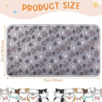 Tatuo 4 Pack Fleece Dog Blankets for Puppy Cats Multi-Size Sleep Mat for Pet Guinea Pig Soft Washable Warm Crate Bed Puppy Teething Toys Print Pattern Blanket Indoor(Gray,30 x 20.5 Inch,Paw)
