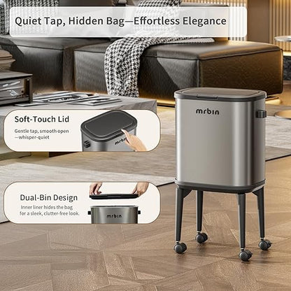 MRBIN Stainless Steel Slim Bathroom Trash Can