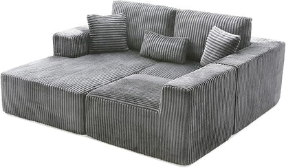 108" Boneless Cloud Sectional Couches for Living Room, Comfy Fluffy L Shaped Memory Foam Deep Seat Boneless Couch, Modular Sectional Sofa with Right Facing Chaise, Dark Grey