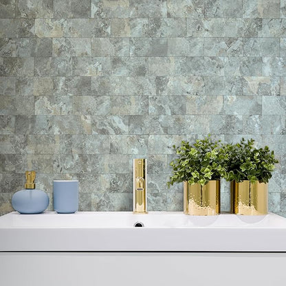 AULIGET 100-Piece Faux Stone Peel and Stick Backsplash Wall Tiles, Laundry Room