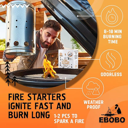 240 pcs Fire Starter Cubes – Natural Wax-Based, Odorless & Non-Toxic – Quick
