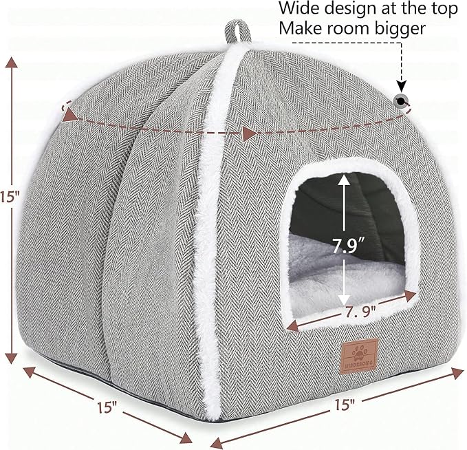 Cat Bed for Indoor Cats - Cat Cave Bed Cat House Cat Tent with Removable Washable Cushioned Pillow, Soft and Self Warming Kitten beds, for Small and Medium Cat Beds & Furniture