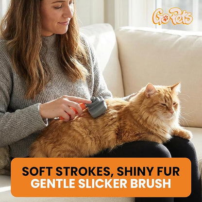 Self-Cleaning Slicker Brush for Dogs & Cats, Deshedding & Dematting | Retractable Bristles, Undercoat Tool for Long Haired Dogs, Non-Slip Handle, Detangler Comb for Mats & Shedding Fur