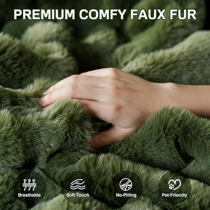 Bean Bag Chair for Adults, Giant Beanbag Lounger with Plush Faux Fur, Comfy Memory Foam Chair Floor Lazy Chair for Living Room Bedroom Dorm Apartment Reading Nook，Green
