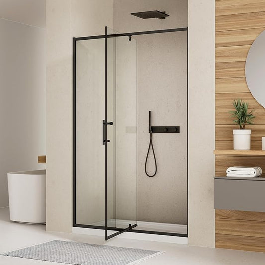 Pivot Shower Door, 38-42" W x 71" H Semi-Frameless Swing Glass Shower Door