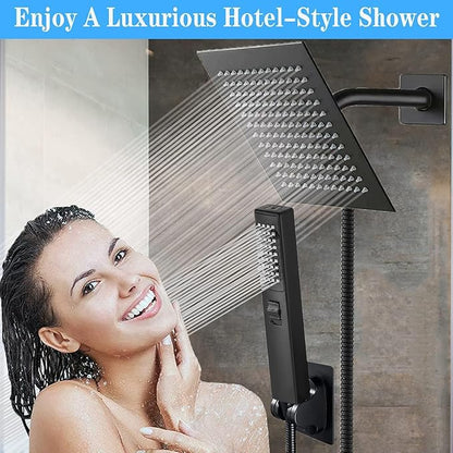 6'' Square High Pressure Rain Black Shower Heads
