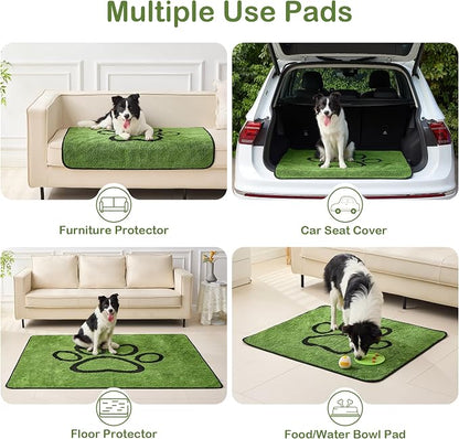 Reusable Dog Pee Pads, Washable Puppy Pads, Leak-Proof 30"x48" 2 Pack | Super Absorbent And Non-Slip Potty Training Pads, Soft Paw Print Plush Design, Ideal For Crates, Couch, Car Seats & Pet Beds