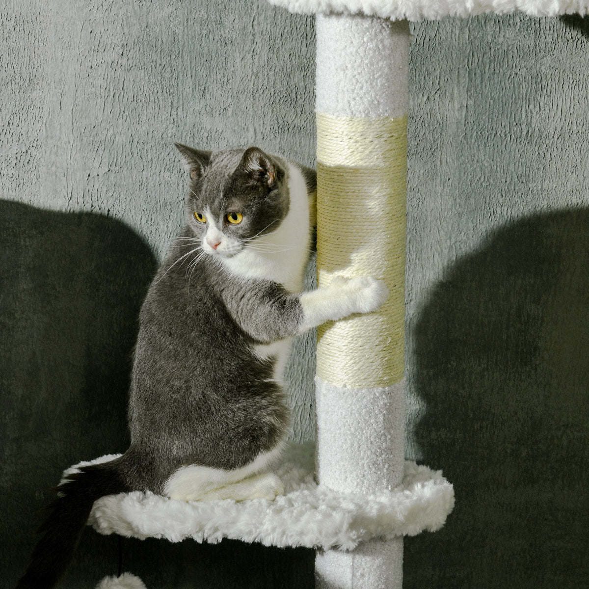 8.4 Floor to Ceiling Cat Tree, Adjustable Height, White