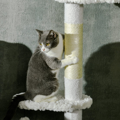 8.4 Floor to Ceiling Cat Tree, Adjustable Height, White