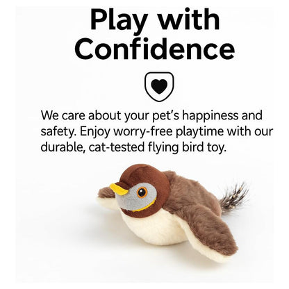 USB Rechargeable Flapping Bird Cat Toy, Realistic Chirping White Faced Sparrow Plush Toy, Motion Activated Electronic Interactive Pet Toy For Indoor Cats Exercise