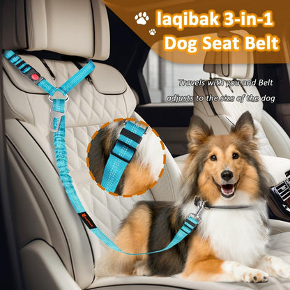 Removable Dog Seat Belt Harness For Car, 3 In 1 Pet Dog Car Seatbelt Leash, Retractable Restraint Secures To Vehicle Headrest