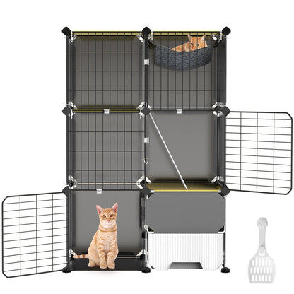 3 Tier Cat Cage Indoor With Litter Box Hammock Detachable Metal Wire Cat Kennel Cat House Cat Enclosure With Ladder For 1-2 Kittens