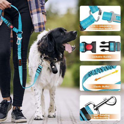 Removable Dog Seat Belt Harness For Car, 3 In 1 Pet Dog Car Seatbelt Leash, Retractable Restraint Secures To Vehicle Headrest