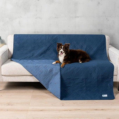 PetAmi Waterproof Couch Cover for Dogs, Reversible Furniture Cover Sofa Protector for Pet Cat Bed, Washable Blanket Dog Cover for Couch Seat, 68x82 Blue