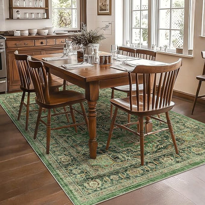 5x7 Area Rugs for Living Room Ultra-Soft Washable Rug Vintage Distressed Boho Area Rug, Non-Slip Retro Print Low Pile Stain Resistant Carpet for Bedroom Dining Room Kitchen Office