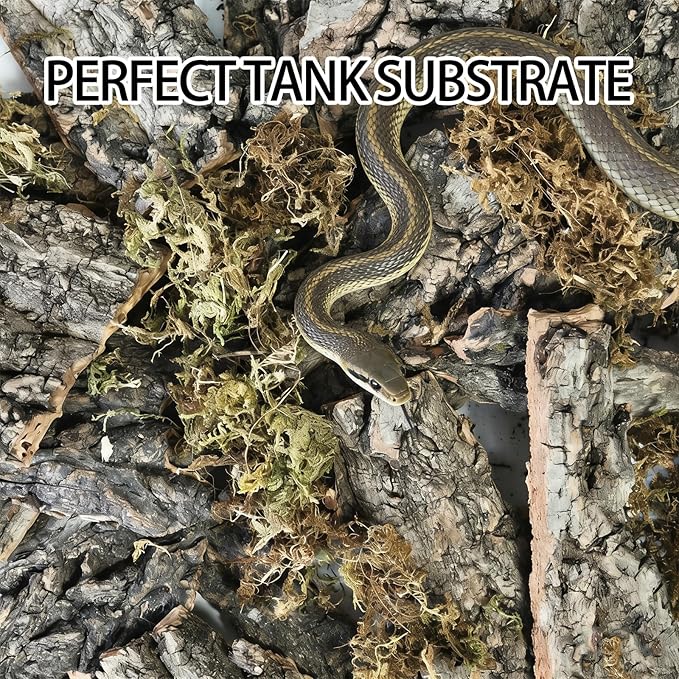 BNOSDM Reptile Terrarium Bark Substrate Bedding Tortoise 3.9-5.9in Natural Cork Bark Reptile Climbing Mat Habitat Decor for Lizard Snake Spiders Hermit Crabs Tarantula Geckos Bearded Dragons (1.4LB)