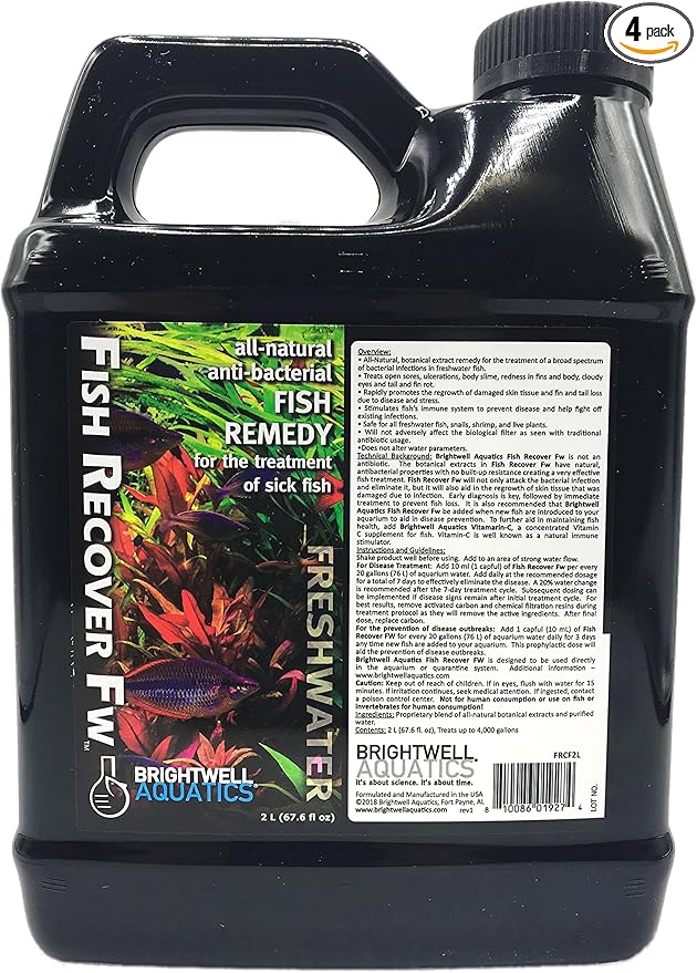 Brightwell Aquatics Brightwell Fish Recover FW - All-Natural Fish Remedy for Treating Sick Freshwater Fish, 2 Liter