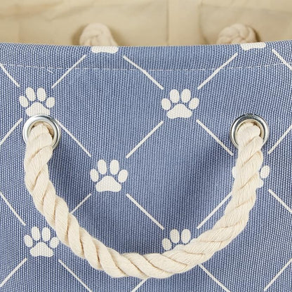 Bone Dry Pet Storage Paw and Bone, Trellis Collection, Large Round, 15x18x18, Stonewash Blue