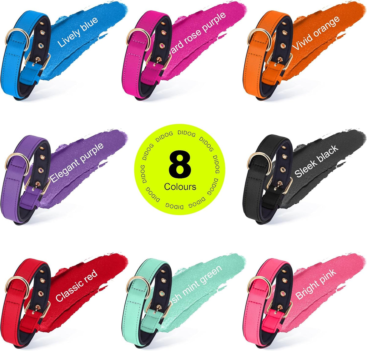 Didog Soft Padded Dog Collars for Small Dogs, Lightweight and Breathable Pink Dog Collar with Metal Buckle, Pink, M