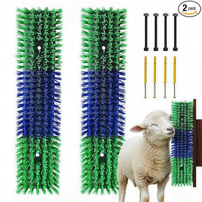 Livestock Scratching Brush, Itch Relief Goat Scratching Post Brush | Wear-Resistant Nylon Bristles, Heavy-Duty Screws, Self-grooming Horse Scratching Post for Goats, Cows, Sheep, Pigs, Donkeys