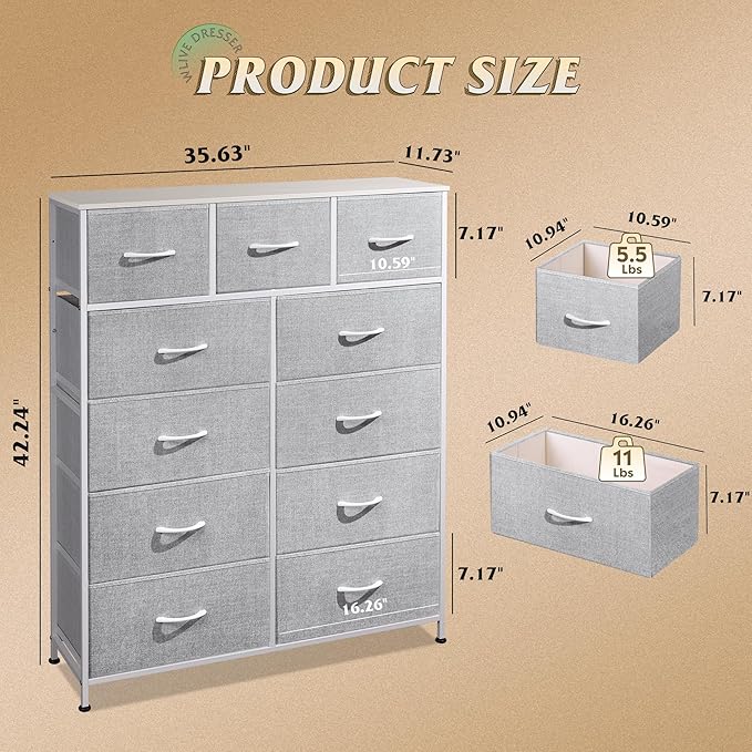 WLIVE Tall Dresser for Bedroom, Fabric Dressers Storage Tower, Dresser & Chest