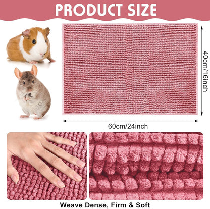 Amylove 4 Pcs Guinea Pig Cage Liner Guinea Pig Bedding Washable Fleece Pee Pads Reusable Small Animals Training Mat Small Animal Sleeping Bed for Bunny Hamster (Green Pink,16 x 24 Inch)