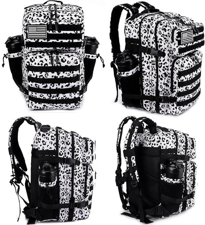 LHI Military Tactical Backpack for Men and Women 45L Army 3 Days Assault Pack Bag Large Rucksack with Molle System - Leopard