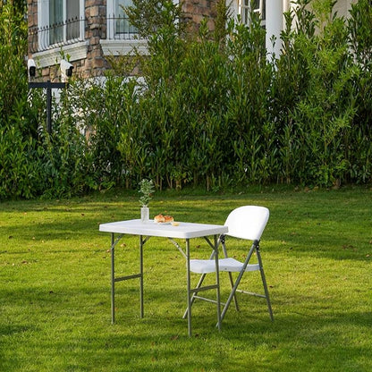 2.7ft Rectangular Folding Table for All-Occasion, Foldable Table with HDPE Tabletop and Steel Legs, Durable and Stable Small Folding Table, Perfect for Camping, Picnic, Party, Indoor & Outdoor