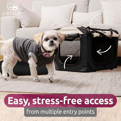 Cat & Dog Pet Carrier, Soft-Sided, Medium 20"x13"x13" Fits Most Cats or Small Dog, Comfortable for Travel & Vet Visits, Privacy Windows, Removable Plush Bed, Locking Zippers, Folds Flat