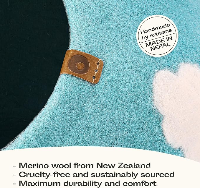 Cat Cave – Premium Felt Cat Bed Enclosure for Indoor Cats, Handmade Merino Wool (Cloud Nap Blue, Medium)