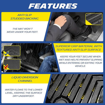 Michelin Vehicle Mat, All-Weather TPE Custom Fit Liner for Tesla Model Y 5 Seat Floor Mats 2025-2027 (9 Piece), Premier