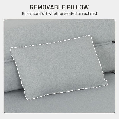 HOMCOM Folding Sofa Bed, Sleeper Chair with Pillow, Modern Linen Convertible Chair Bed, Fold Out Floor Futon Couch for Living Room, Dorm, Guest Use, Home Office, Light Gray