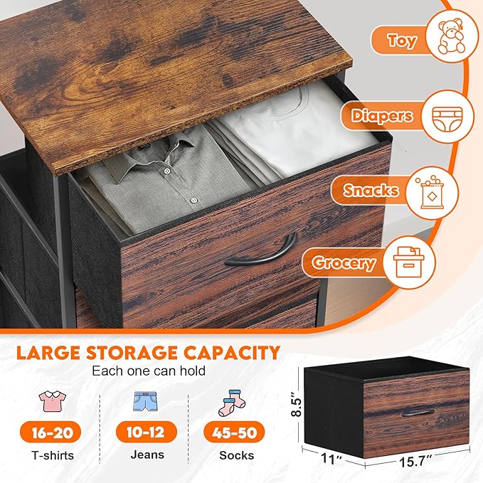 5 Fabric Drawer Dresser for Bedroom, Chest of Drawers