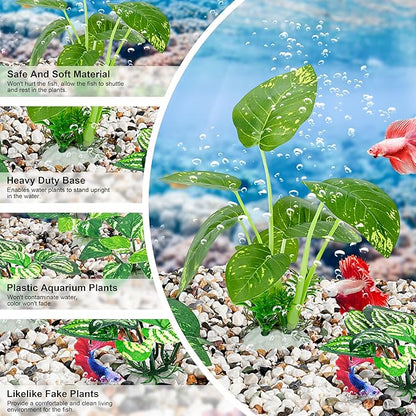 MyLifeUNIT Betta Fish Tank Decor, 10 Pack Silk Aquarium Plants for Aquarium Decoration and Fish Tank Decoration